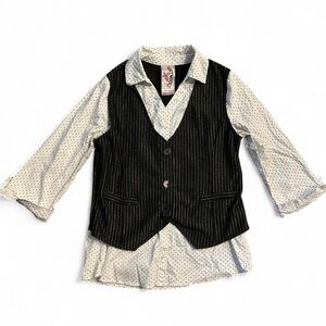 Knitworks Black and White Polka Dot Shirt with Vest